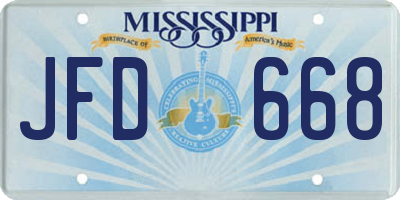 MS license plate JFD668