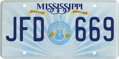 MS license plate JFD669