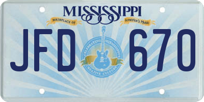 MS license plate JFD670