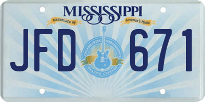 MS license plate JFD671