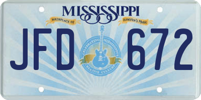 MS license plate JFD672