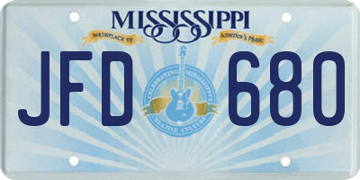MS license plate JFD680