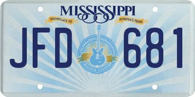 MS license plate JFD681