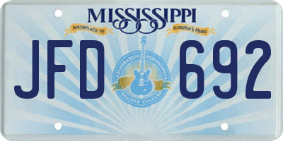 MS license plate JFD692