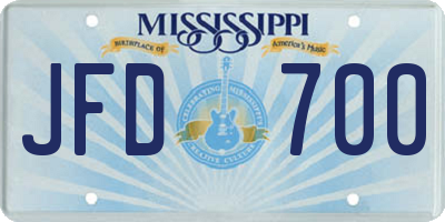 MS license plate JFD700