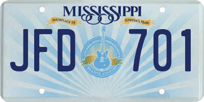 MS license plate JFD701