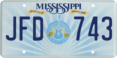 MS license plate JFD743