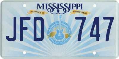 MS license plate JFD747