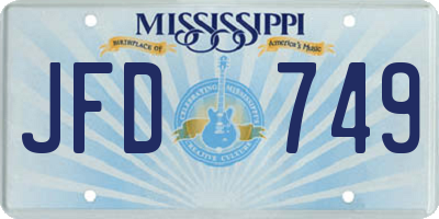 MS license plate JFD749