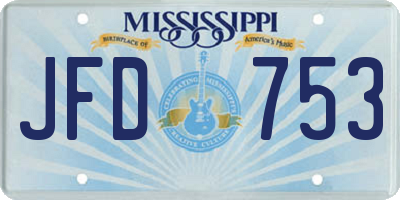 MS license plate JFD753