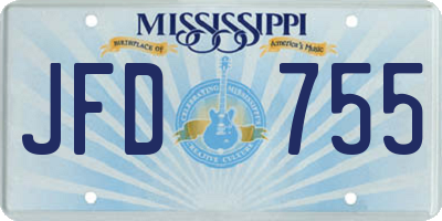 MS license plate JFD755