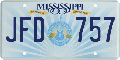 MS license plate JFD757