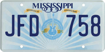 MS license plate JFD758