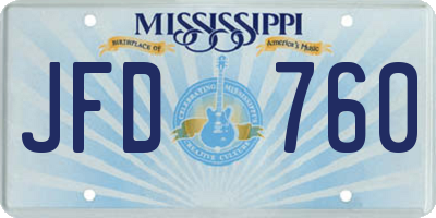 MS license plate JFD760