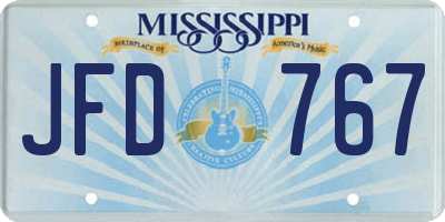 MS license plate JFD767