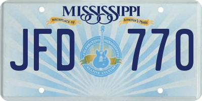MS license plate JFD770