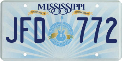 MS license plate JFD772