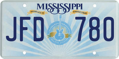 MS license plate JFD780