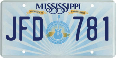 MS license plate JFD781