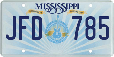MS license plate JFD785