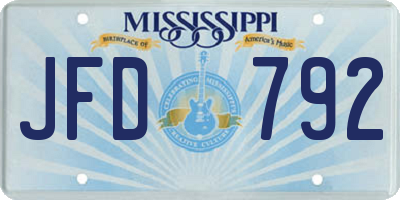 MS license plate JFD792