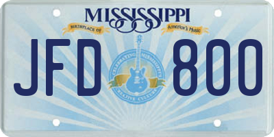 MS license plate JFD800