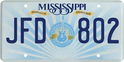 MS license plate JFD802