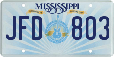 MS license plate JFD803