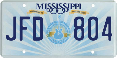 MS license plate JFD804
