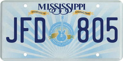 MS license plate JFD805