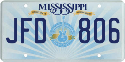 MS license plate JFD806