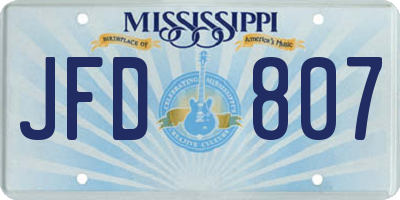 MS license plate JFD807