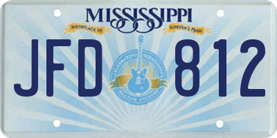 MS license plate JFD812