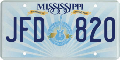 MS license plate JFD820