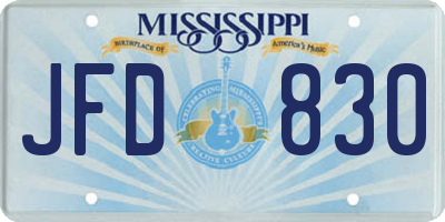 MS license plate JFD830