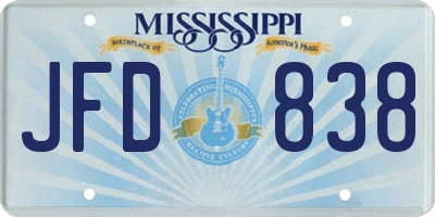 MS license plate JFD838