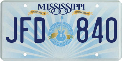 MS license plate JFD840