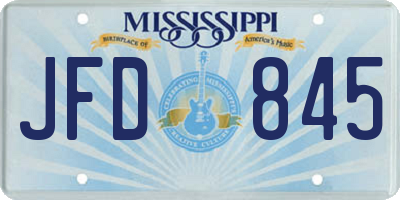 MS license plate JFD845