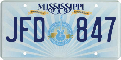 MS license plate JFD847