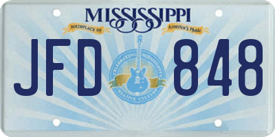 MS license plate JFD848