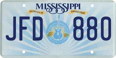MS license plate JFD880