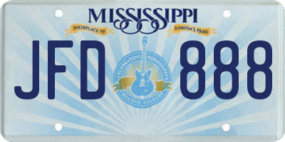 MS license plate JFD888