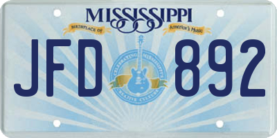 MS license plate JFD892