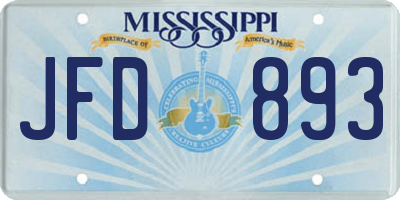MS license plate JFD893