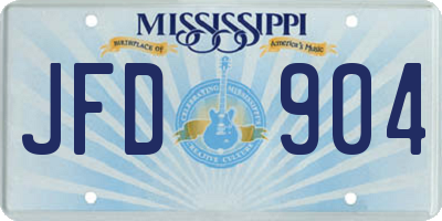 MS license plate JFD904