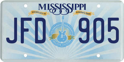 MS license plate JFD905