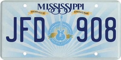 MS license plate JFD908