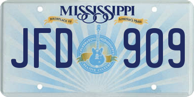 MS license plate JFD909