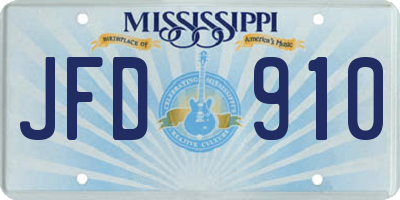 MS license plate JFD910