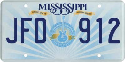 MS license plate JFD912